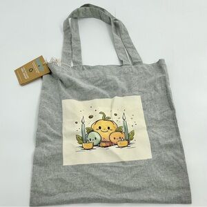 Impact Aware Recycled Canvas Pumpkin Patch Grey Tote Bag Farmer’s Market NWT